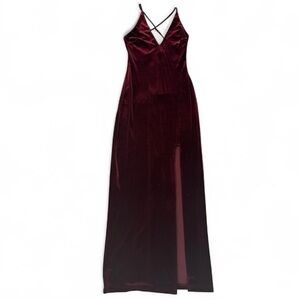 David's Bridal Deep Red Maxi Dress